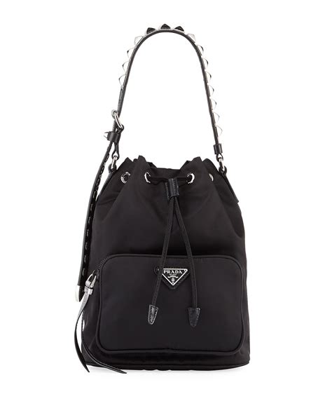 prada nylon bucket bag black|prada drawstring bucket bag.